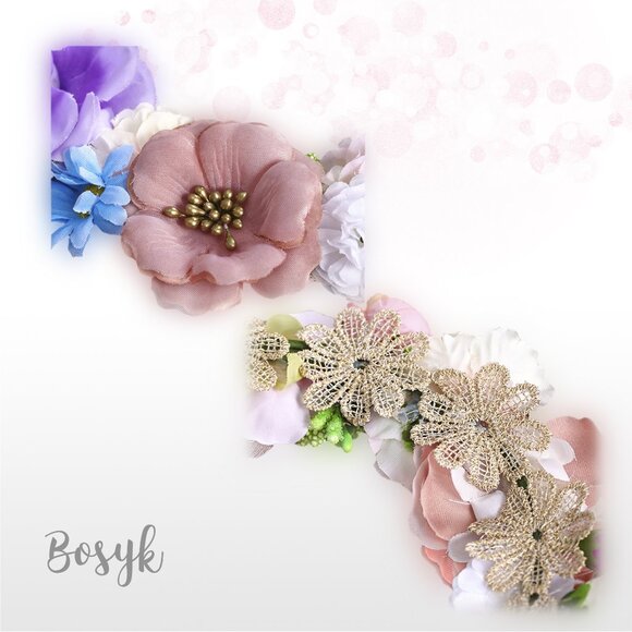 Dusty Rose Blush Baby Pink Ivory Lilac Flower Girl Crown-Spring floral Girl Halo - Picture 5 of 10